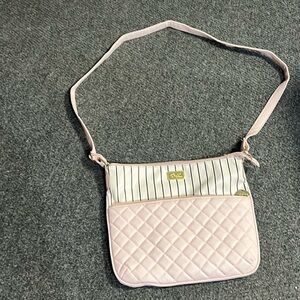 Betsy Johnson crossbody bag pale pink, black and white 12 L x 10 H